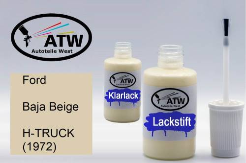 Ford, Baja Beige, H-TRUCK (1972): 20ml Lackstift + 20ml Klarlack - Set, von ATW Autoteile West.